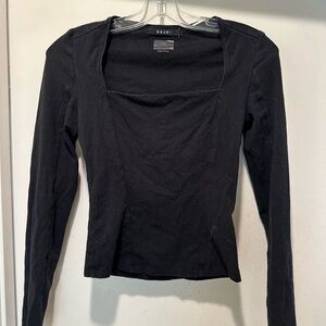 Ksubi Women's Elegant Black Blouse w Square Neck Size Small